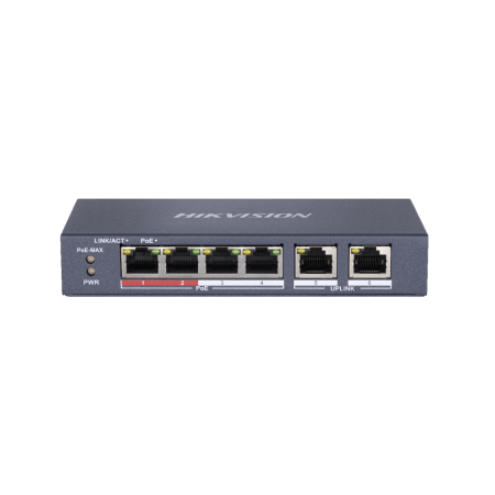 Switch Hikvision DS-3E0106P-E-M, Switching capacity 1.6 Gbps, 4 x 1...