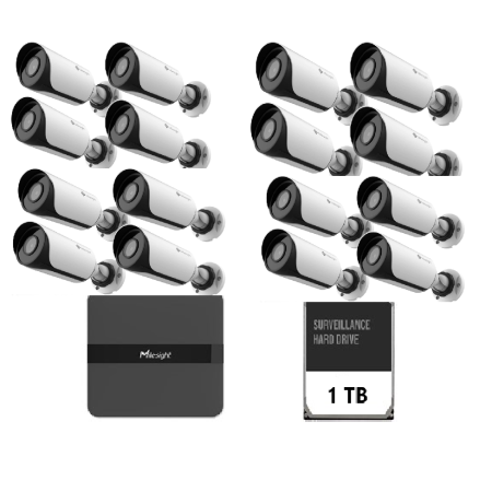 Kit supraveghere video Milesight 16 buc camera Bullet MS-C2964-UPD ...