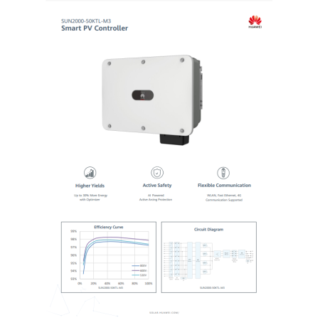 Three-phase On Grid inverter Huawei SUN2000-50KTL-M3, WLAN, 4G, 50 ...